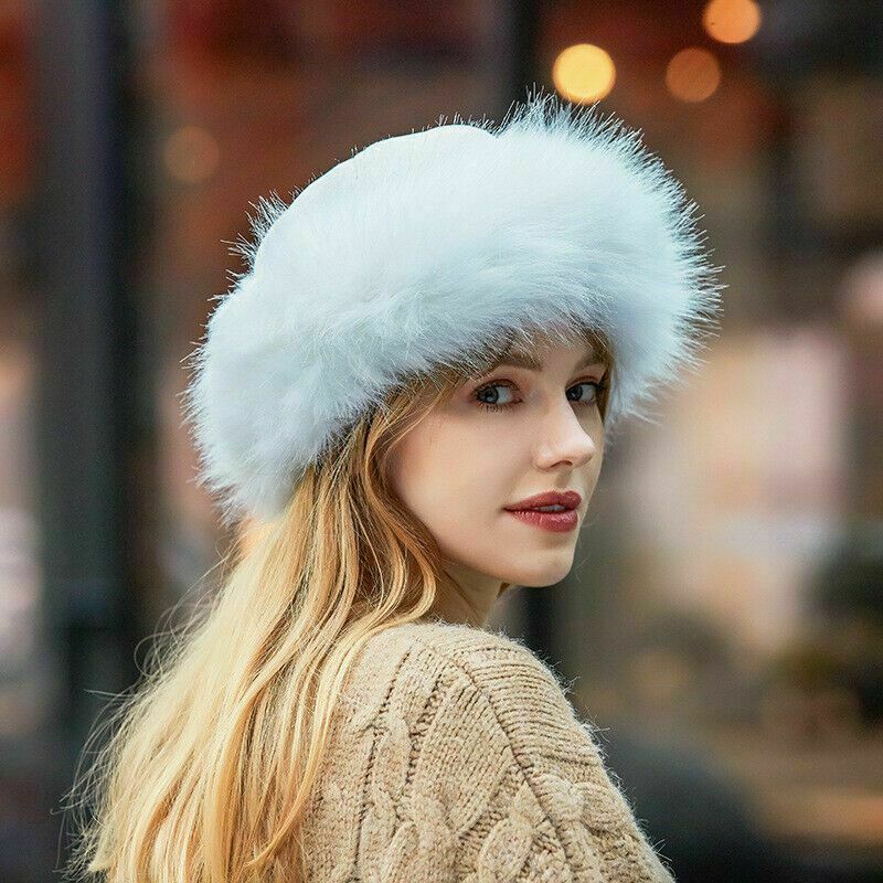 Women’s Fluffy Faux Fox Fur Hat Unisex Winter Ear Head Warmer Ski Hats Cap USA