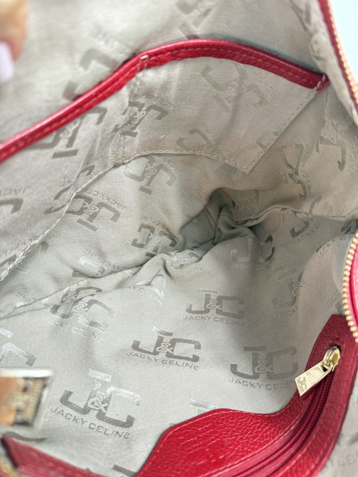 J & C Red Leather Crossbody Bag w/Gold Hardware Jackie Celine Made In Italy