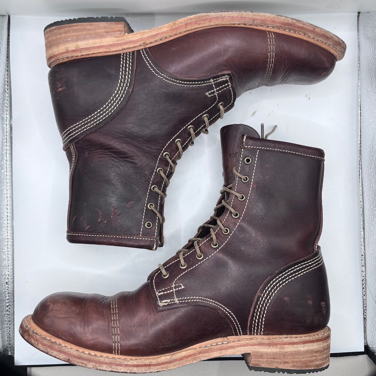 VTG Timberland Boot Company Coulter Cap Toe Boots Mens 9 Brown Leather Made USA