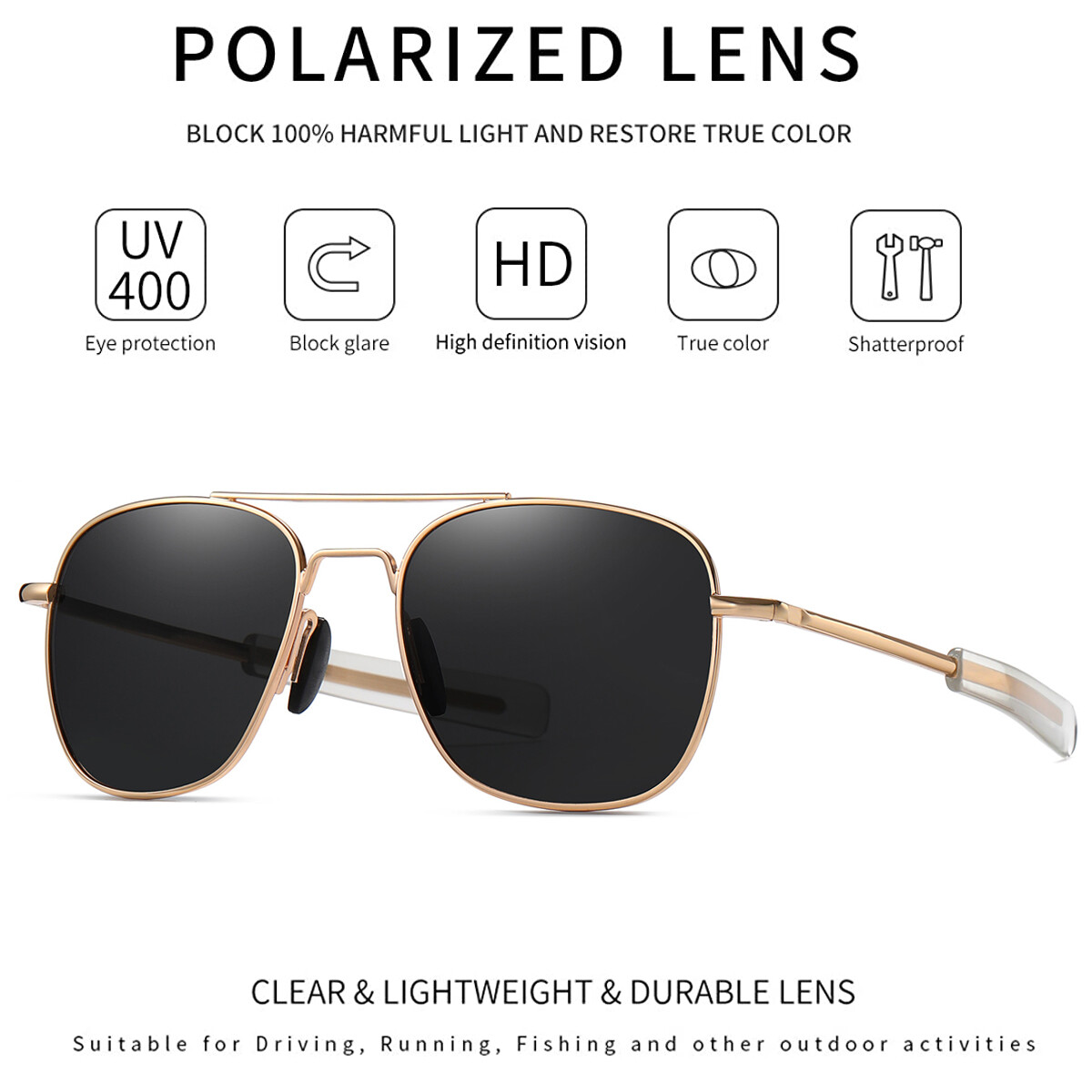 Aviator Sunglasses Premium Military Pilot Ultraviolet Mens Polarized Sunglasses