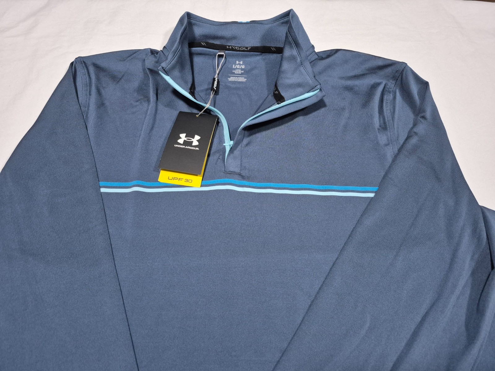 Under Armour Pullover Mens Blue Long Sleeve 1/4 Zip Golf UPF 50+ Top Loose