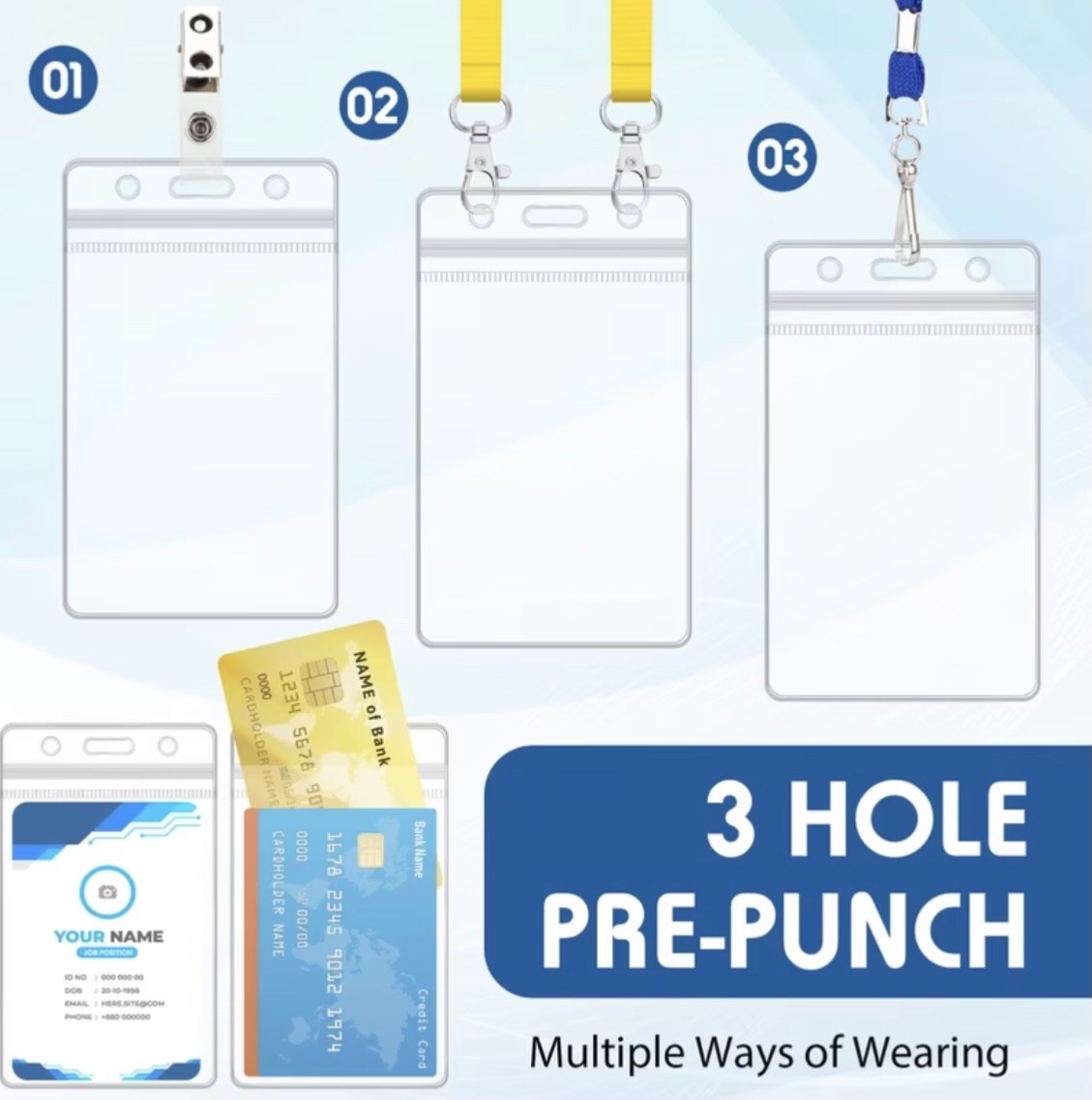 1 Pack – Vertical Clear Soft ID Badge Holder Sleeve Waterproof Resealable Nurse
