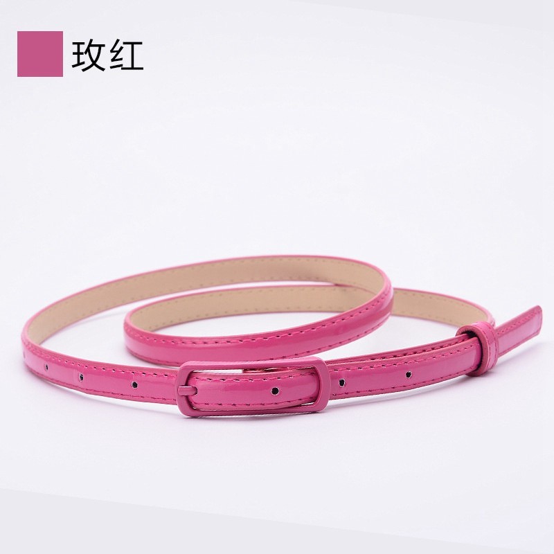 Thin Belt Ladies Decoration Leather Candy Color Belt Dazzling Color Patent