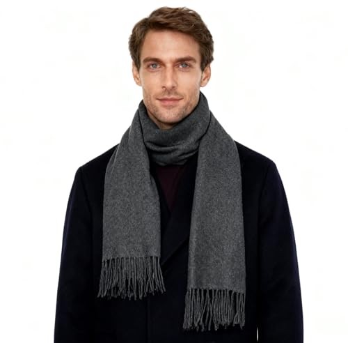 Winter Scarf for Men Women – Soft Warm Cashmere Feel Scarves Long Medium Grey
