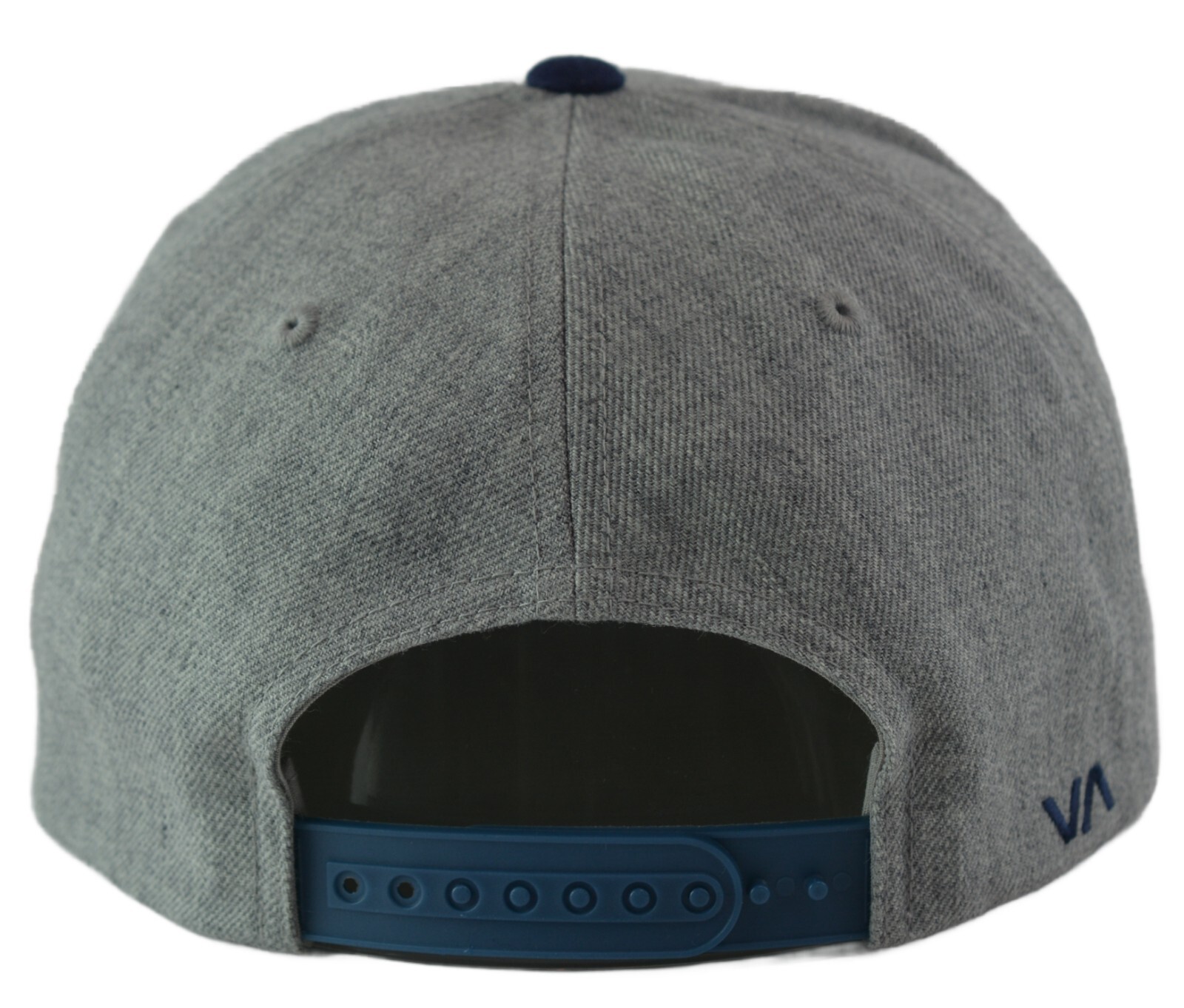 RVCA Twill Heather Gray & Navy Blue Logo 2 Tone Adjustable Hat Mens Snapback Cap