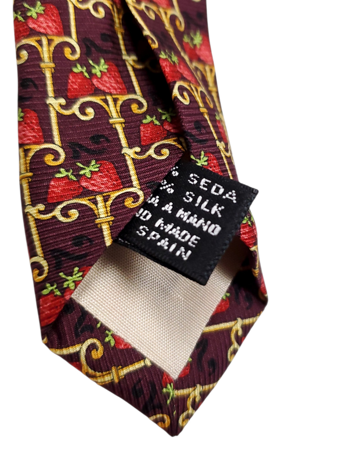 FUMAGALLIS Handmade in SPAIN 100% Silk Tie Burgundy Red STRAWBERRY Necktie NEW