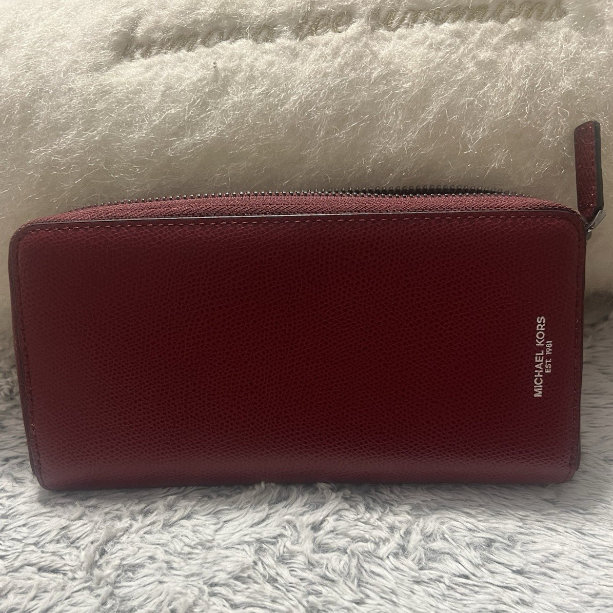 Michael Kors Women’s Red Zip-Around Wallet, Logo Zipper, Credit Card Slots
