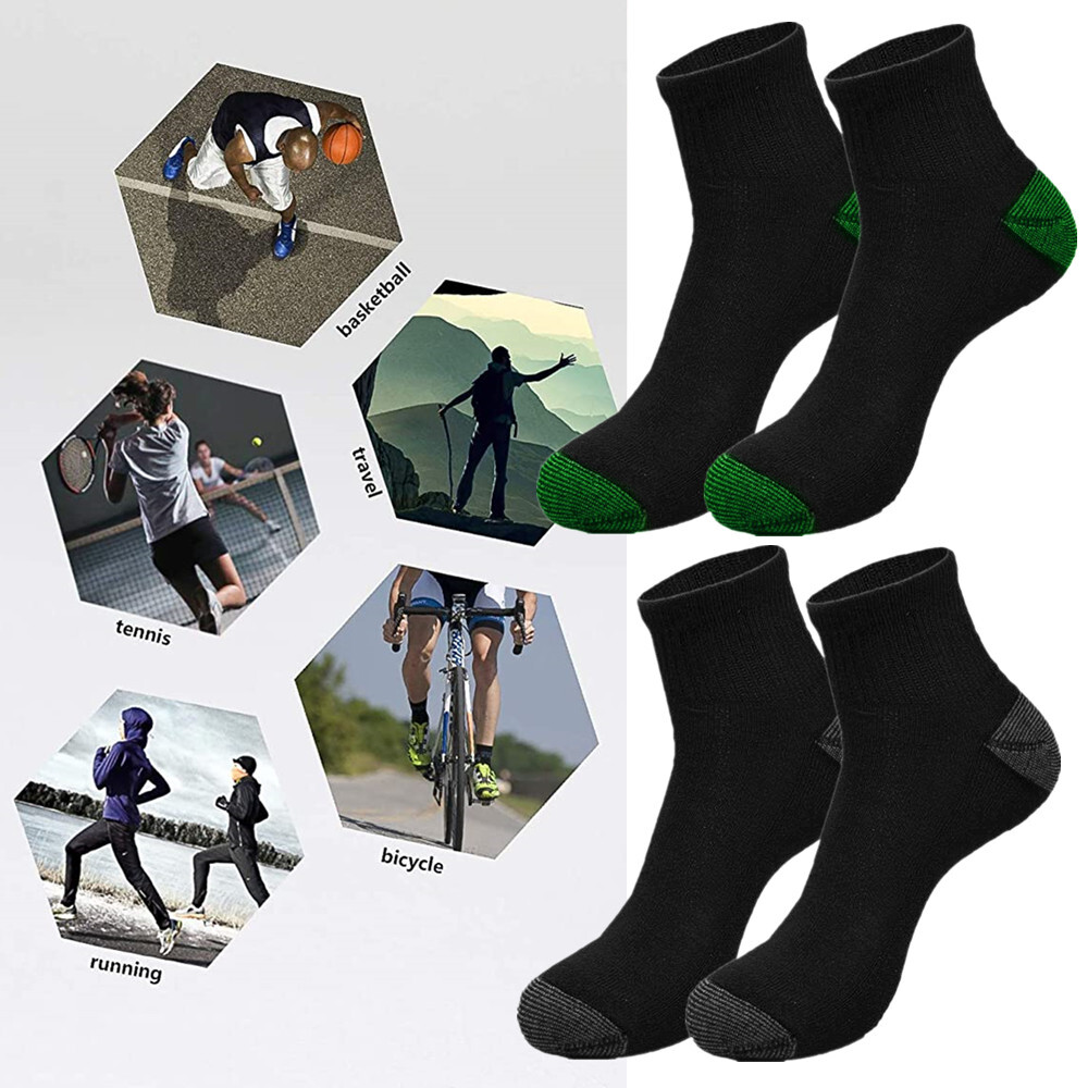 Men Cushioned Cotton Athletic Ankle Quarter Crew Socks Low Cut Size 9-13