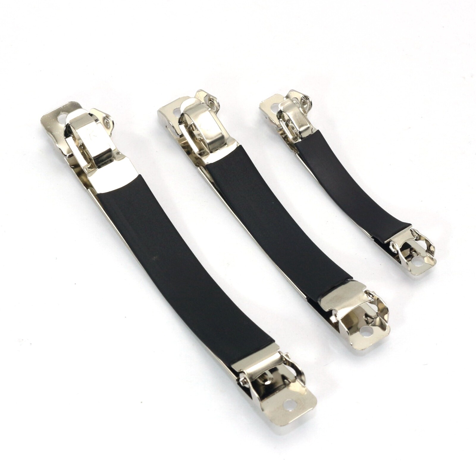 5 Pcs Silver Metal Blank French Hair Clip Barrette Rubber Cover 2.4″ 3.2″ 4″