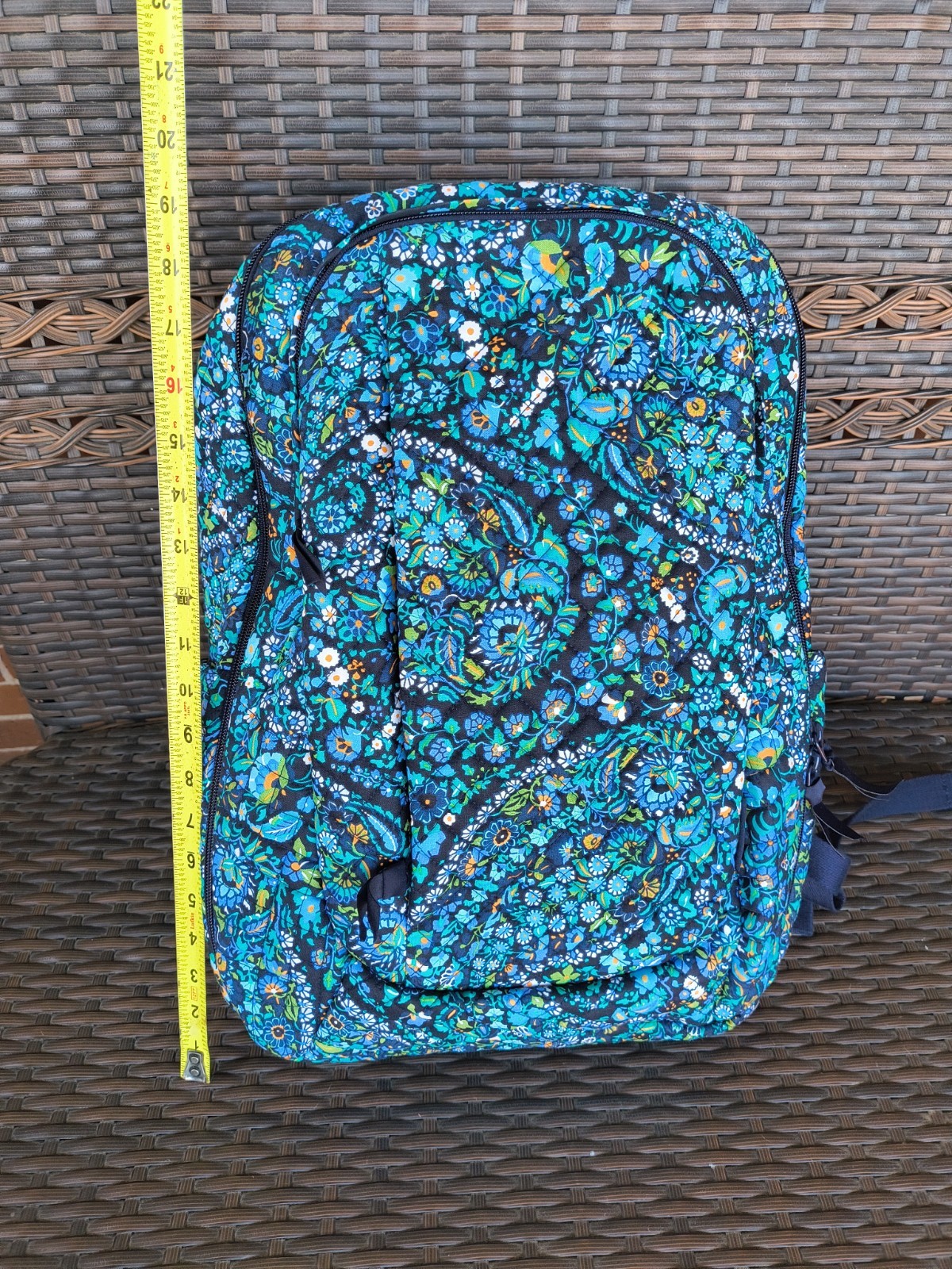 Vera Bradley Essentials large backpack Go Fish Blue Geometric Preppy Beach