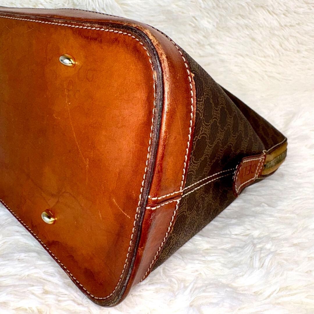 CELINE Half Moon Handbag Macadam PVC Brown Vintage Authentic From Japan