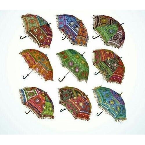 Lot of 5 Pcs Bohemian Parasols Indian Hippie Umbrellas Decor Wholesale Lot
