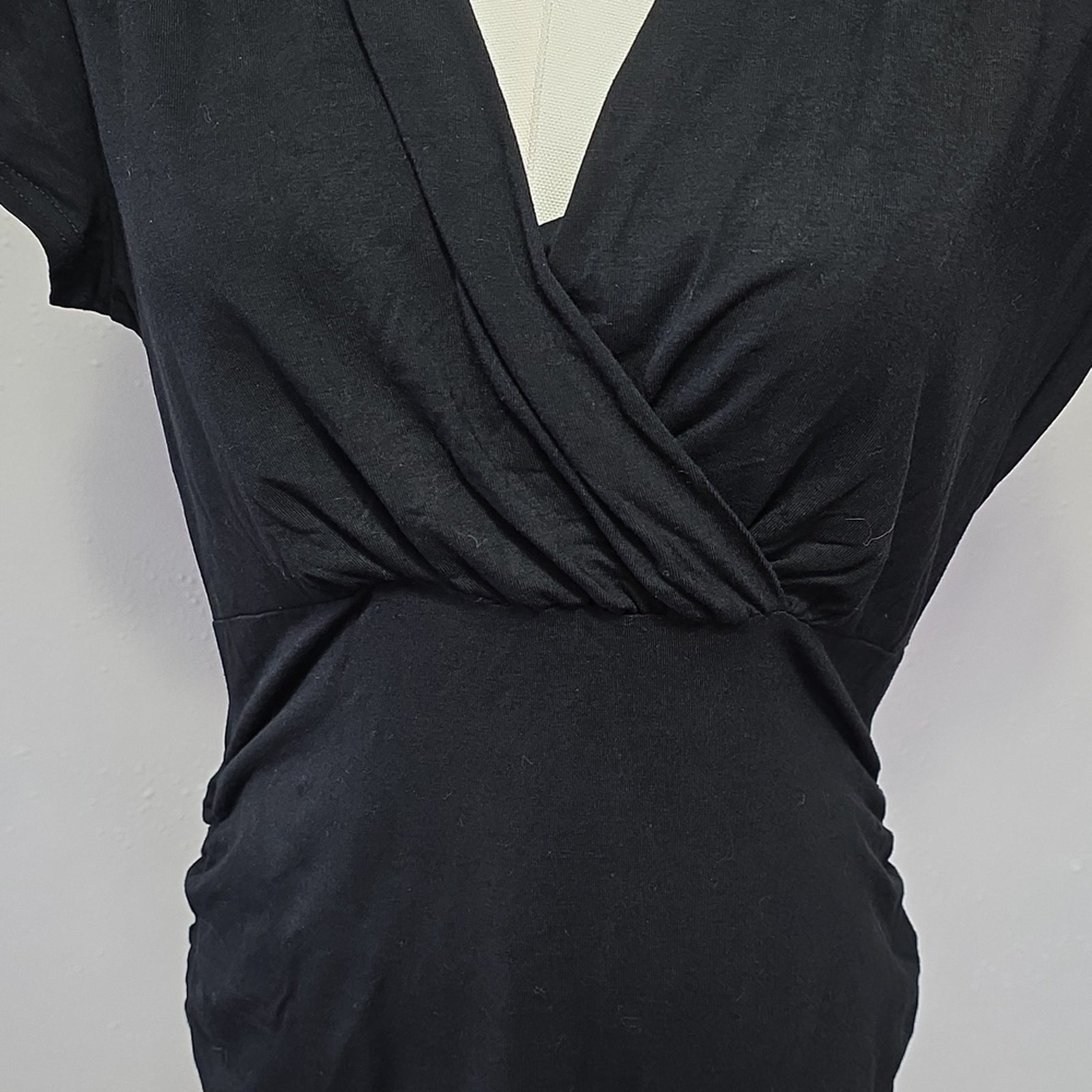 Phistic Little Black Wrap Bodycon Dress Womens L NWT Capsule Neutral Layering