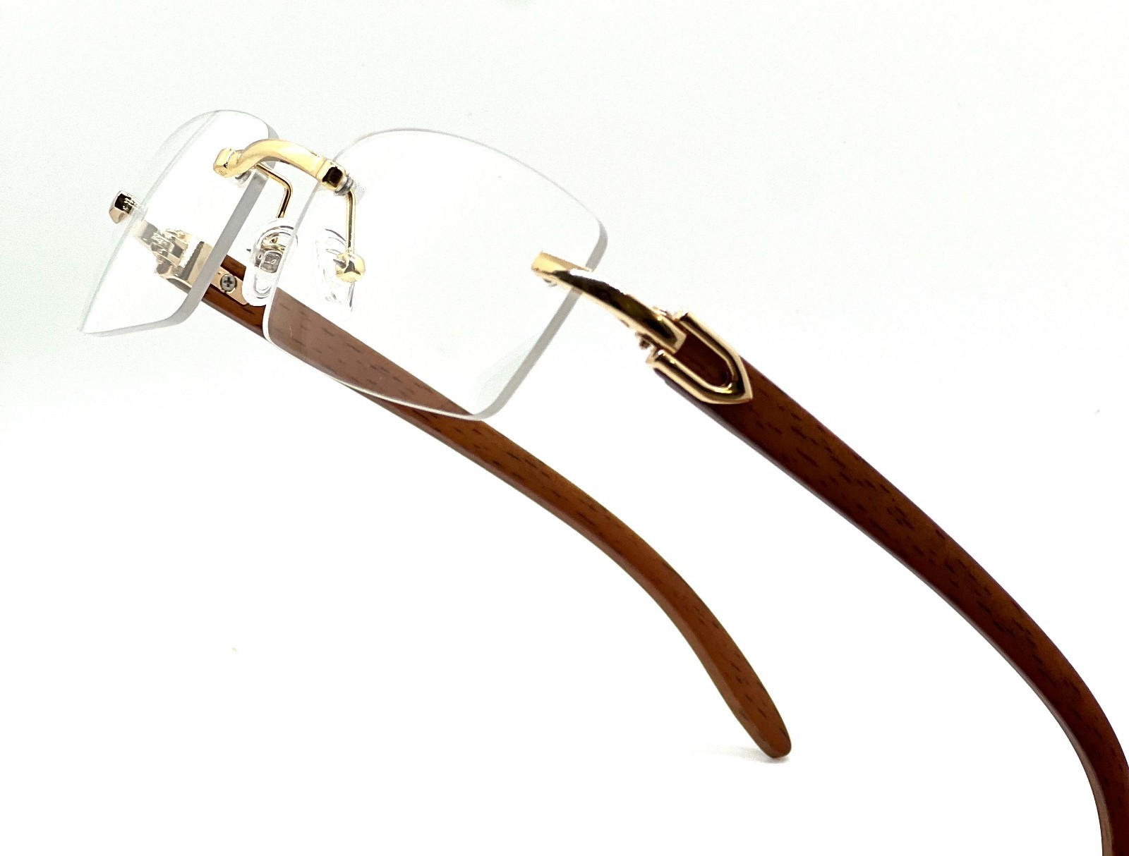 Mens Classy Style Wood Buff Retro 90s Hip Hop Rapper Gangster Rimless Sunglasses