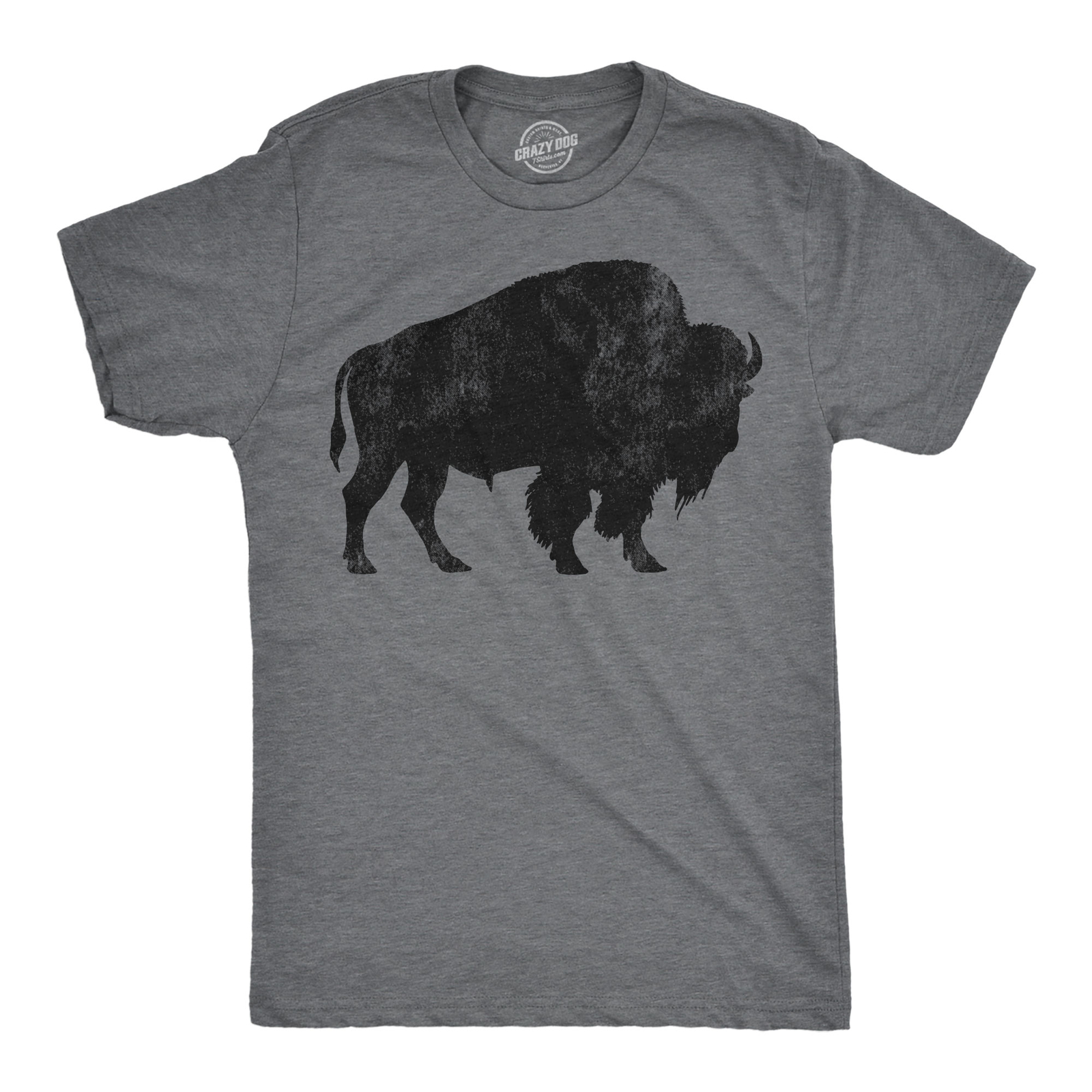 Mens Buffalo Silhouette T Shirt Cool Animal Tee with Standing Buffalo Print for