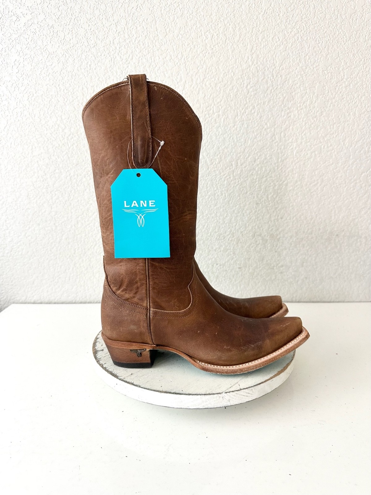 Lane EMMA JANE Brown Cowboy Boots Western Cowgirl Mid Calf Tall Snip Toe 8.5