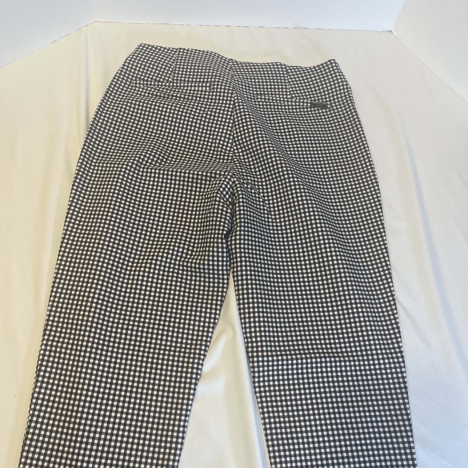 Calvin Klein Womens Pants Size 4 Black White Checker Stretch Career Slim Fit