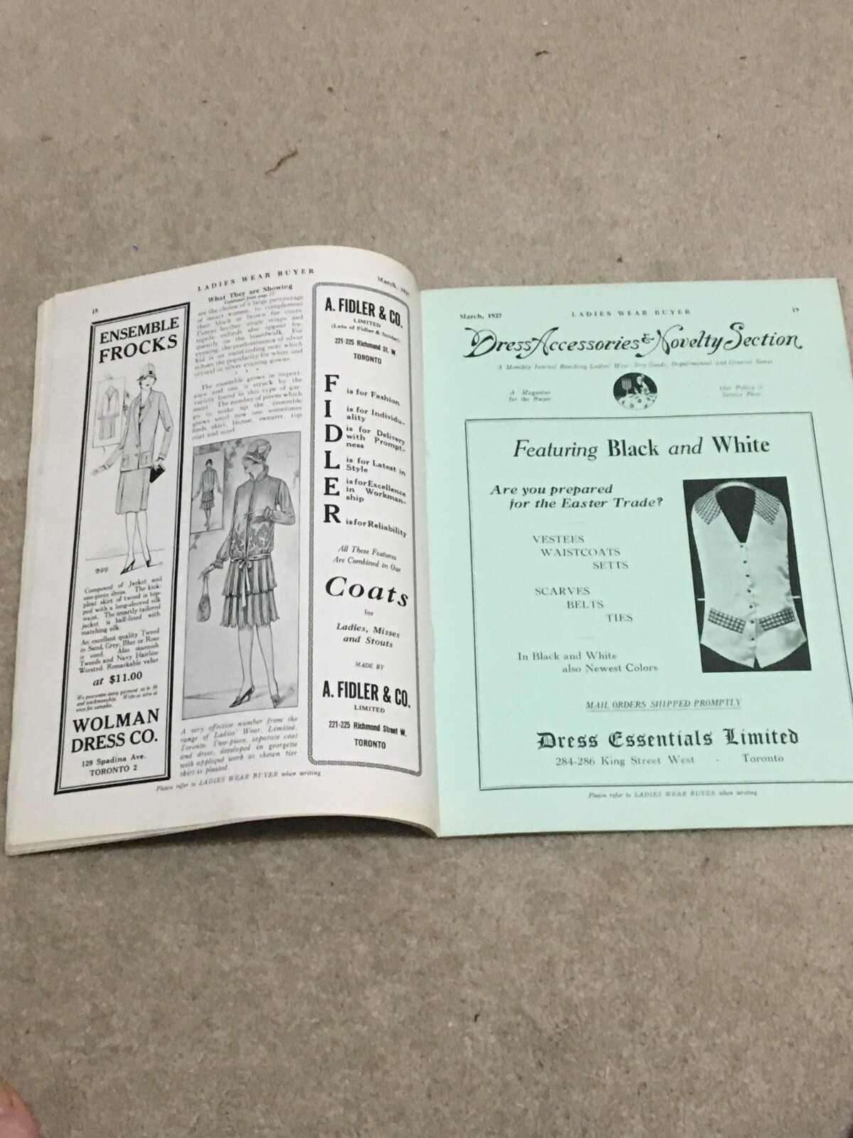 Vtg 1927 Ladies Wear Buyer Magazine for Woman, Dept & General Stores, Canada