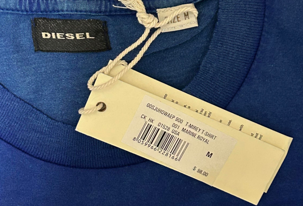 Vintage Y2K $98 DIESEL Royal Blue MIREY Short Sleeve Slim Fit Designer T-shirt