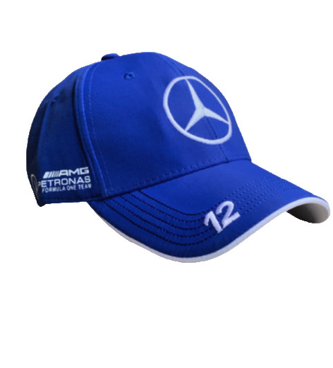 Blue AMG Petronas 12 Kimi Antonelli Drivers Cap. White Embroidery. Factory 2nd.
