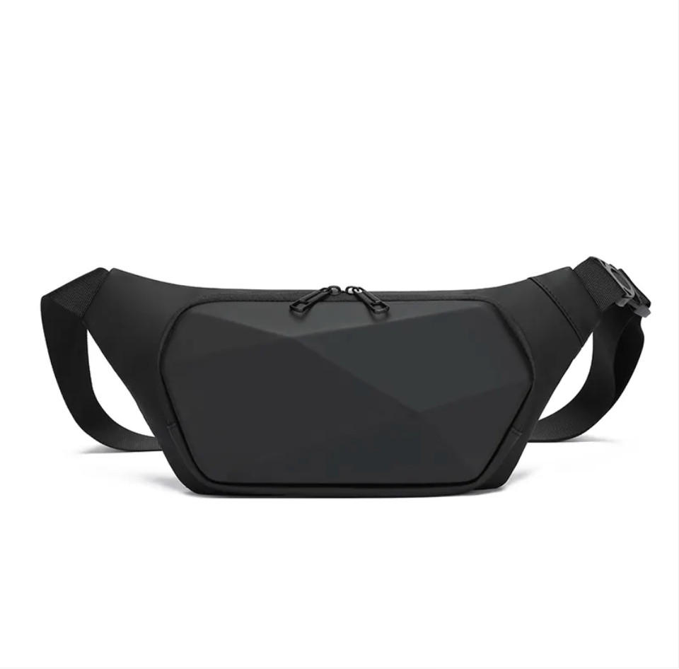 Sling Bag Chest Bag Anti-theft Hard Shell Adjustable Crossbody Bag Black