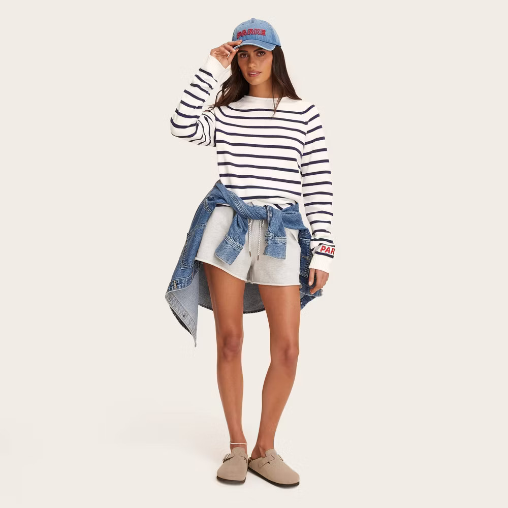 Women Rollneck Striped Pullover Sweater – Parke Navy Blue Striped XXL