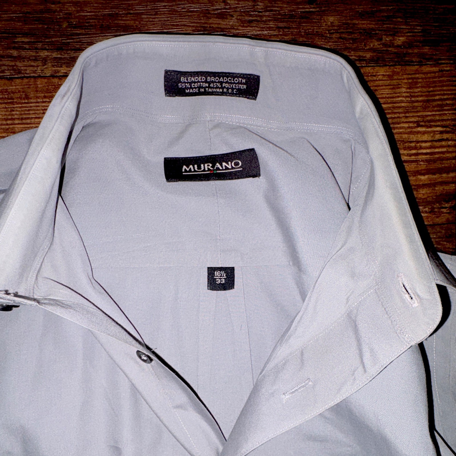 Murano Men’s 16.5 White Solid Broadcloth Blend Long Sleeve 33 Dress Shirt