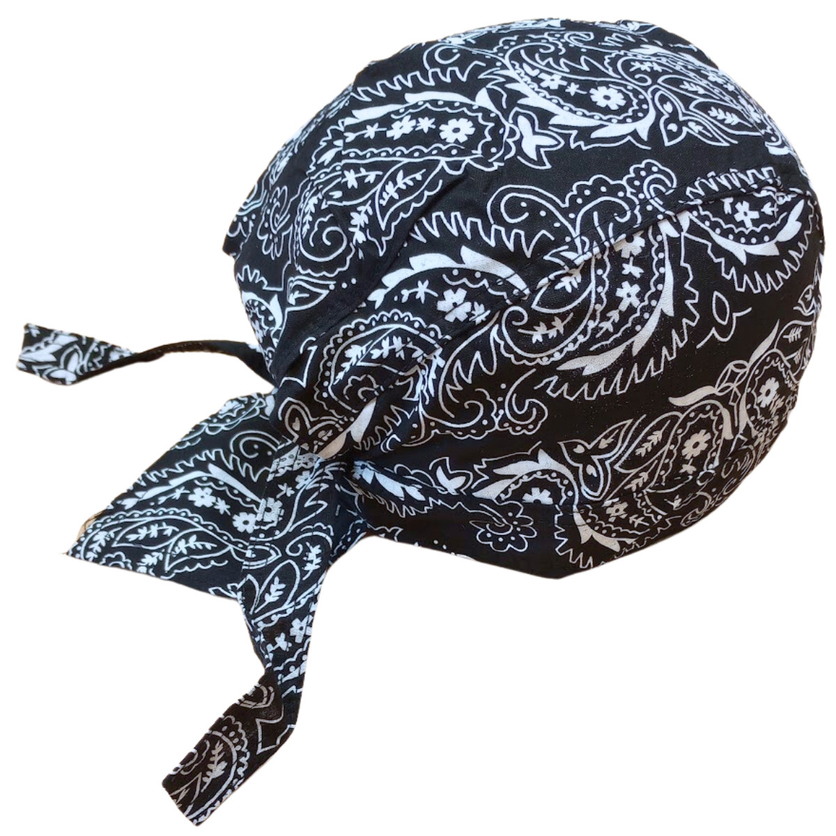 Black Durag Skull Cap Head Wrap Biker Motorcycle Du Do Paisley Bandana Doo Rag