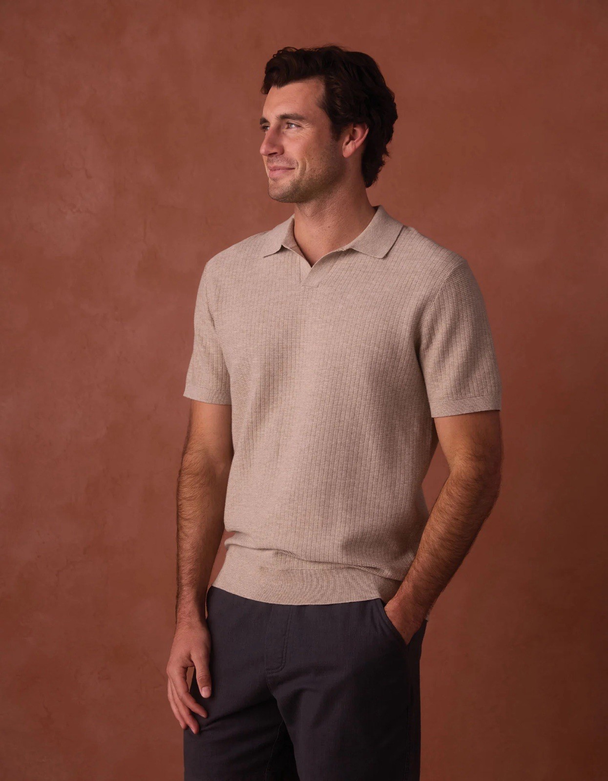 Normal Brand Breezeknit Polo Flax (Tan) Men’s Size Large