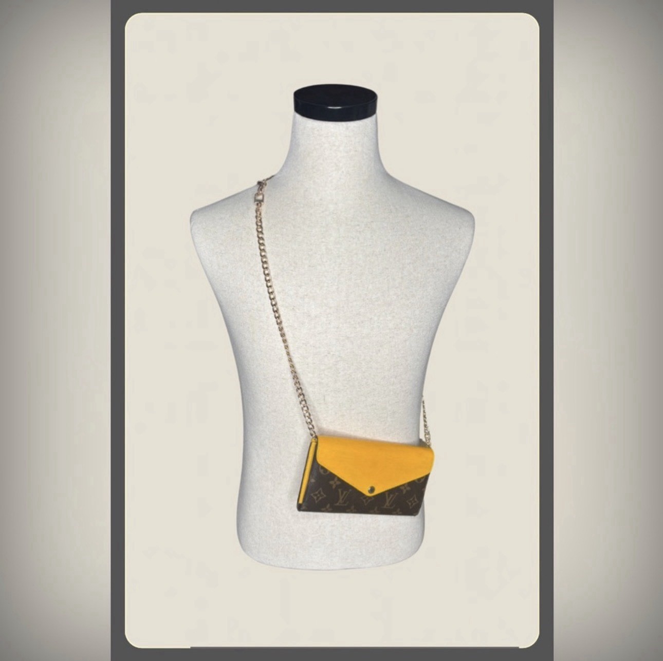 Louis Vuitton Monogram Yellow & Brown Small Crossbody Wallet Chain Strap Snap