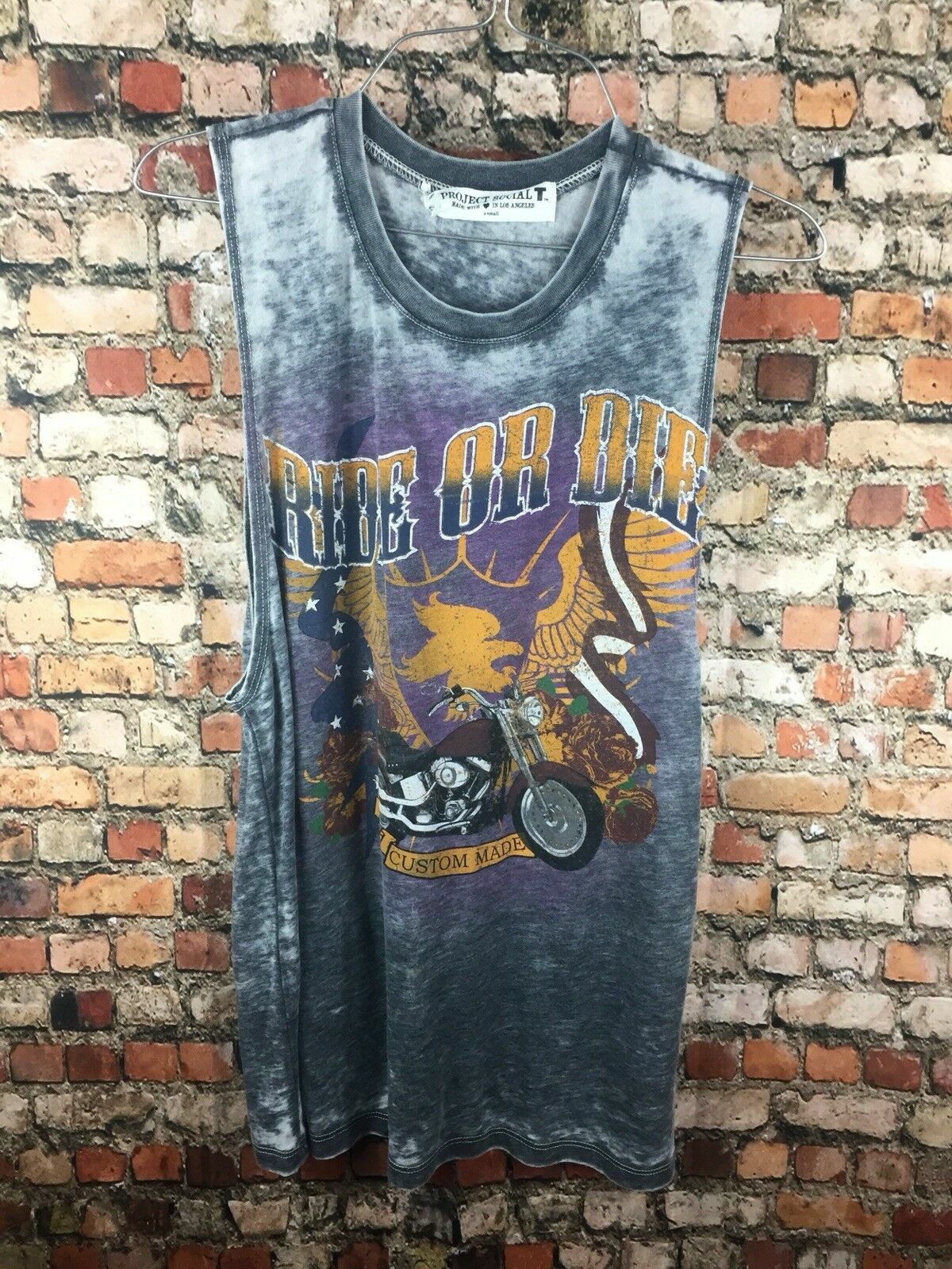 Urban Outfitters Project Social T Tank Top Biker Soft Thin Ride Or Die Vintage