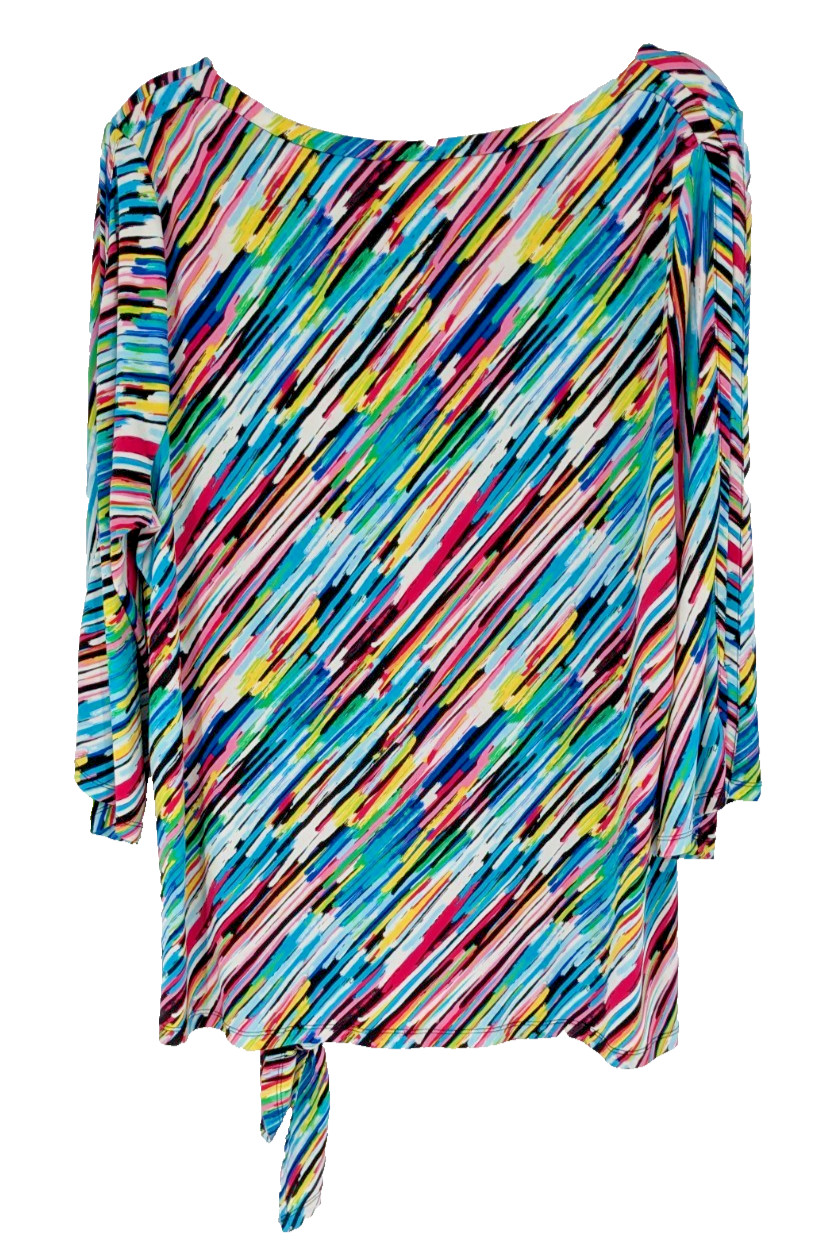 RAFAELLA Plus Top SIZE 1X Bright Stripe-Side Tie-Appears Unworn-Great