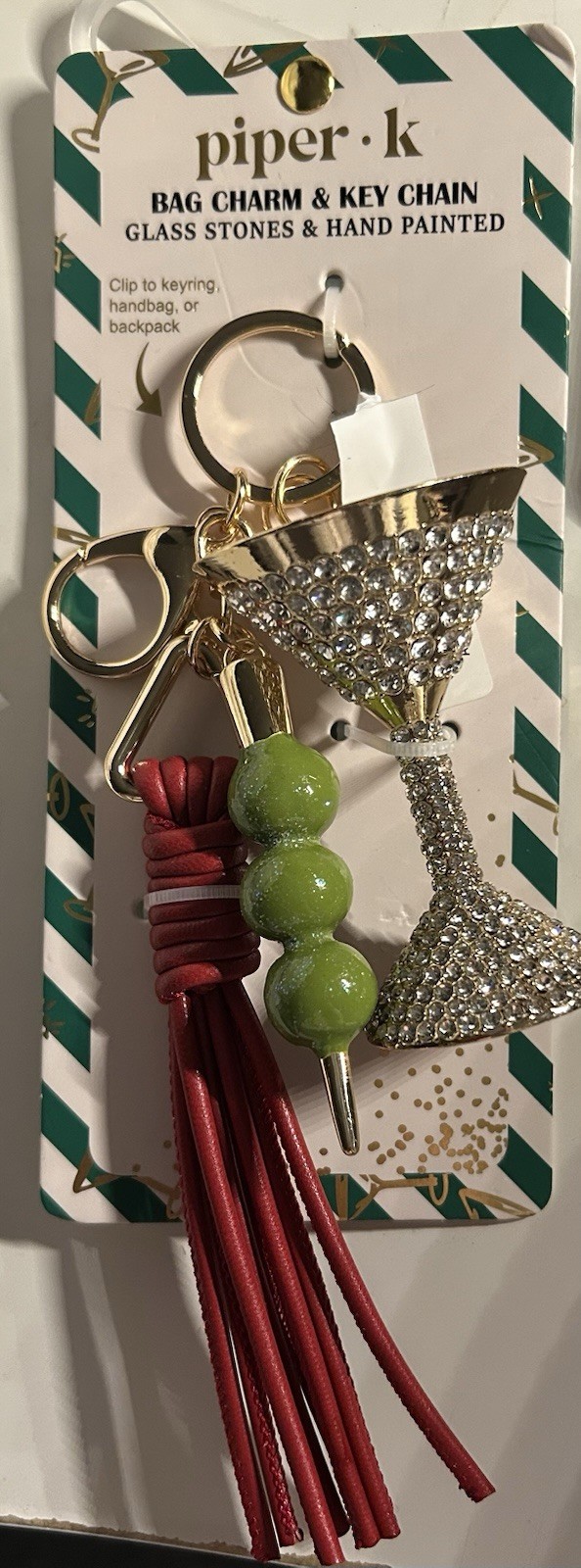 NWT Piper K Martini & Olive Bag Charm
