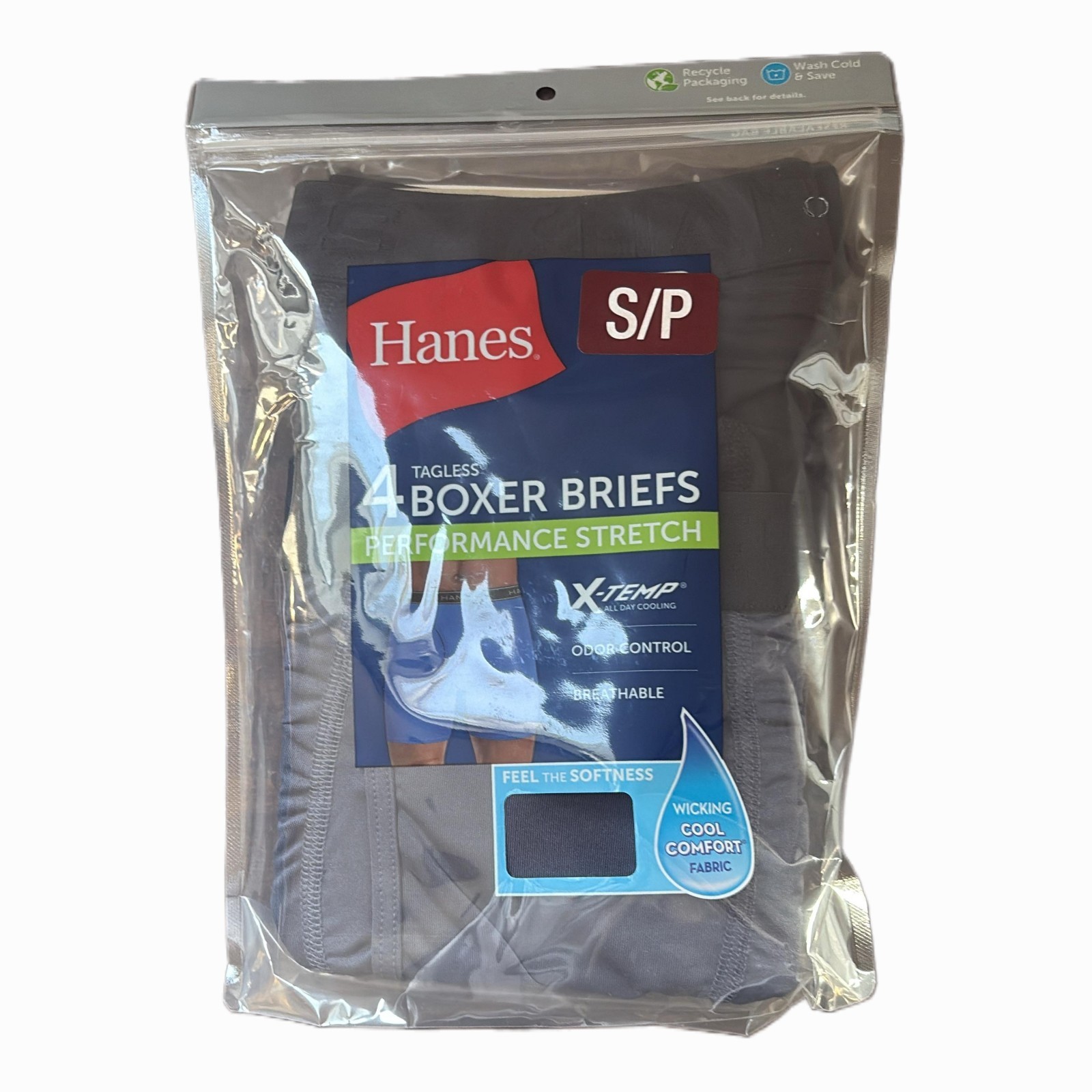 Hanes Mens 4 Pack Boxer Briefs Performance Stretch X-Temp Moisture Wicking S-2XL