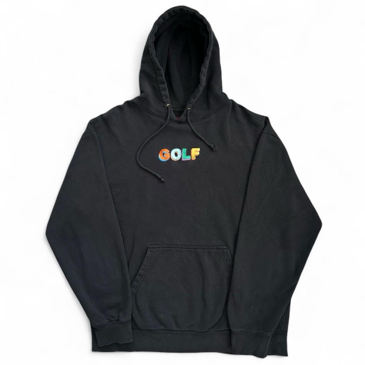 Golf Wang Black Hoodie Sweatshirt Embroidered Multicolored Logo On Chest Size L