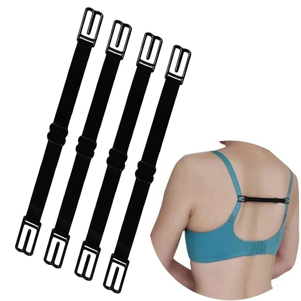 2x Women Bra Straps Holder Anti-slip Elastic Adjustable Clips With Metal Buckles