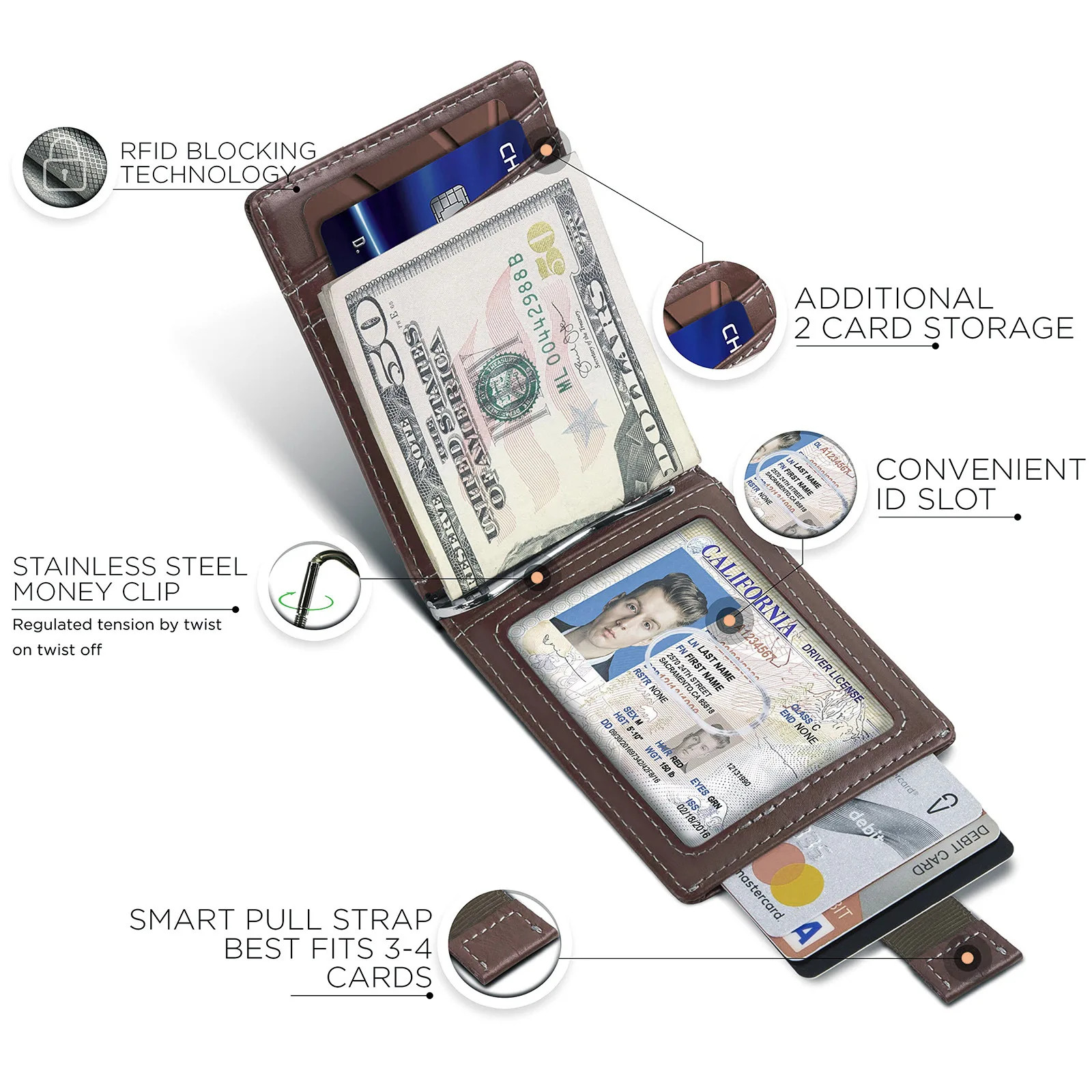 Geestock Slim Microfiber Leather RFID Blocking Credit Card Wallet with Money Cli