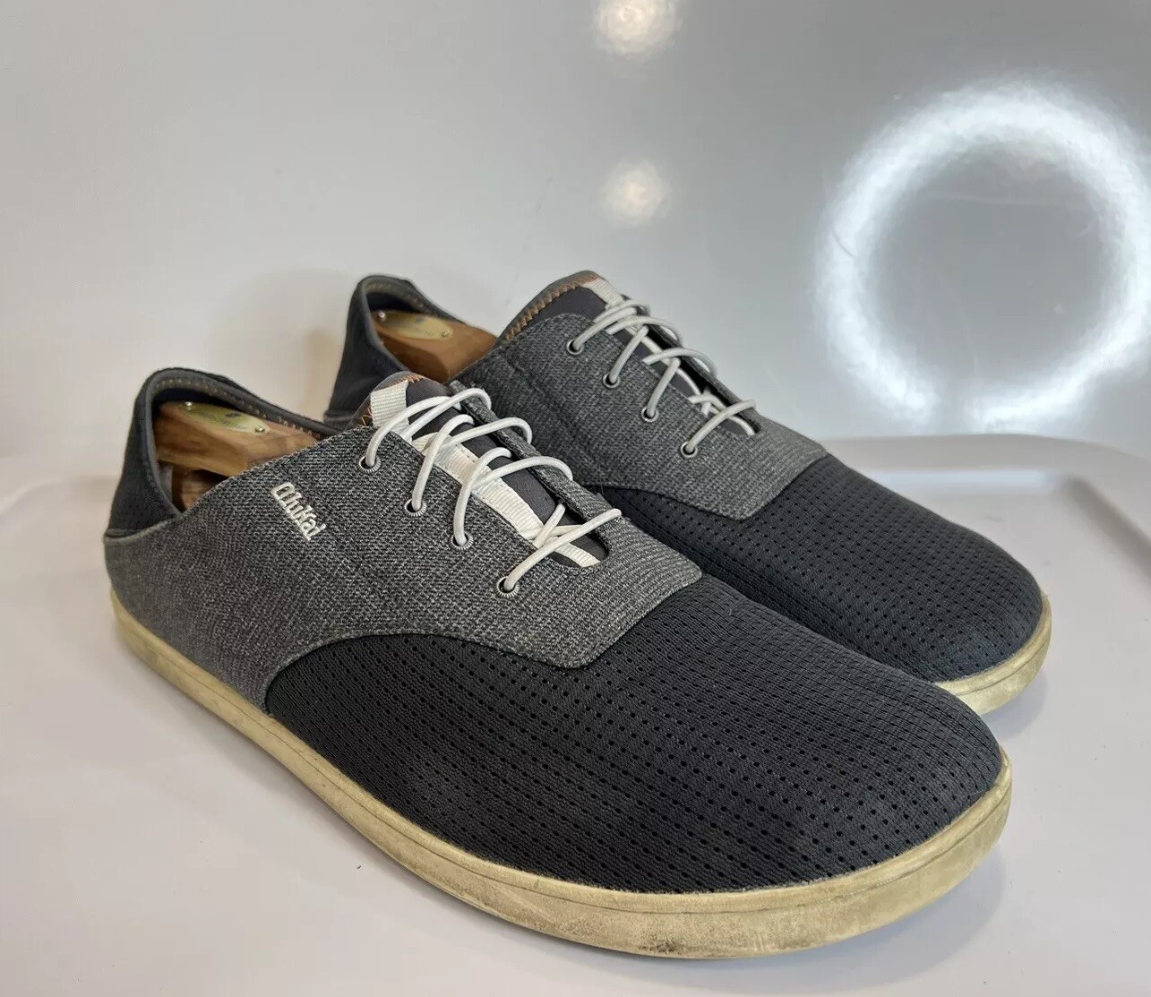 Olukai Nohea Moku Men Gray Slip On Dark Shadow Comfort Shoes USA Size 13 M