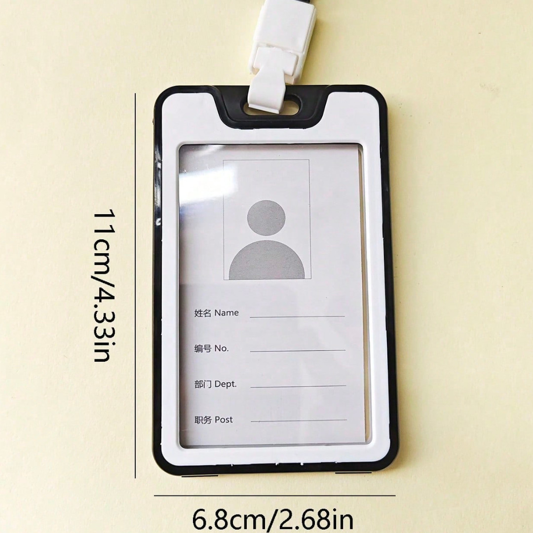 2Pcs Double-Sided ID Badge Holder with Lanyard Vertical Clear Card Holder PP