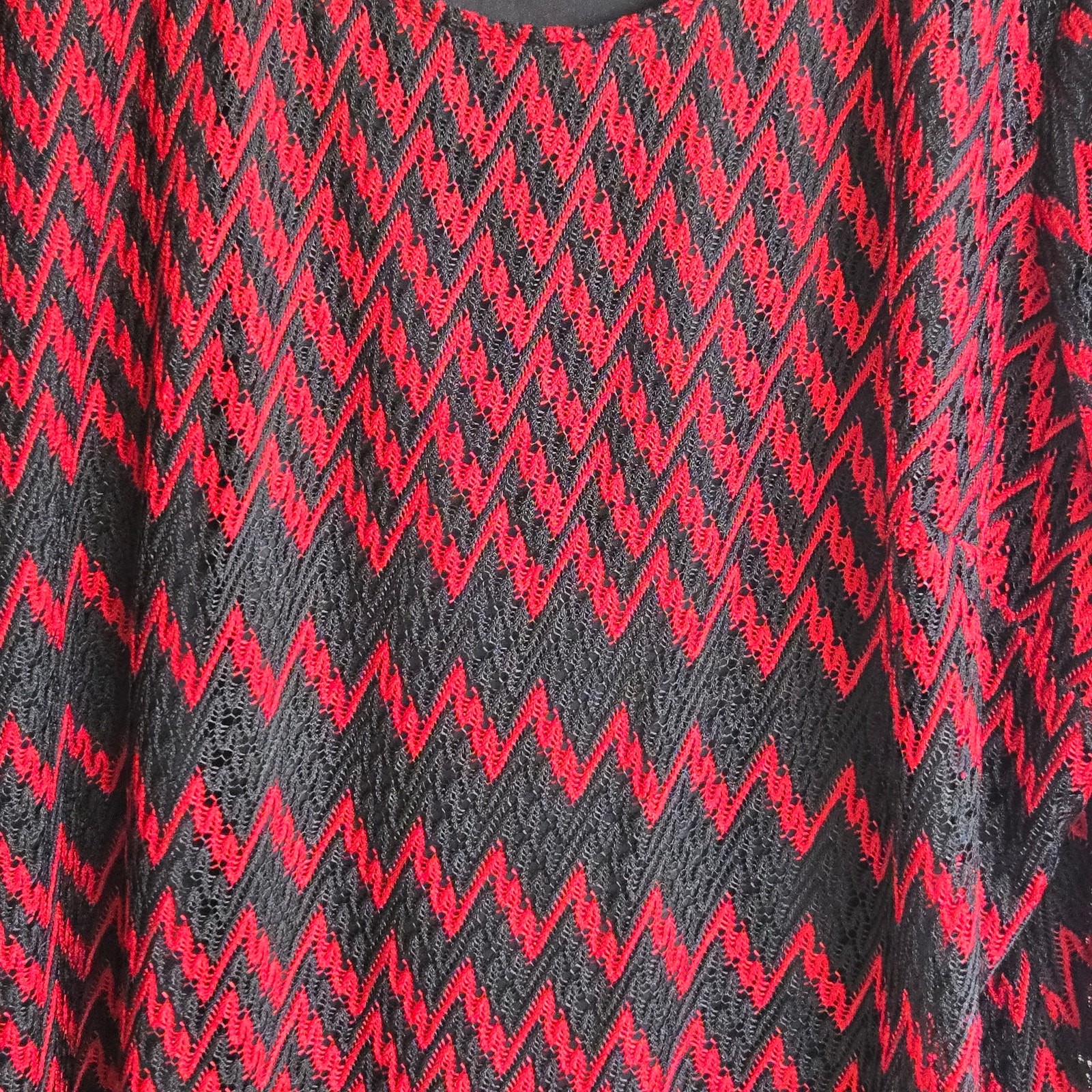 Catherines Dress Red Black Chevron 4X Fully Lined Except 3/4 Sleeves