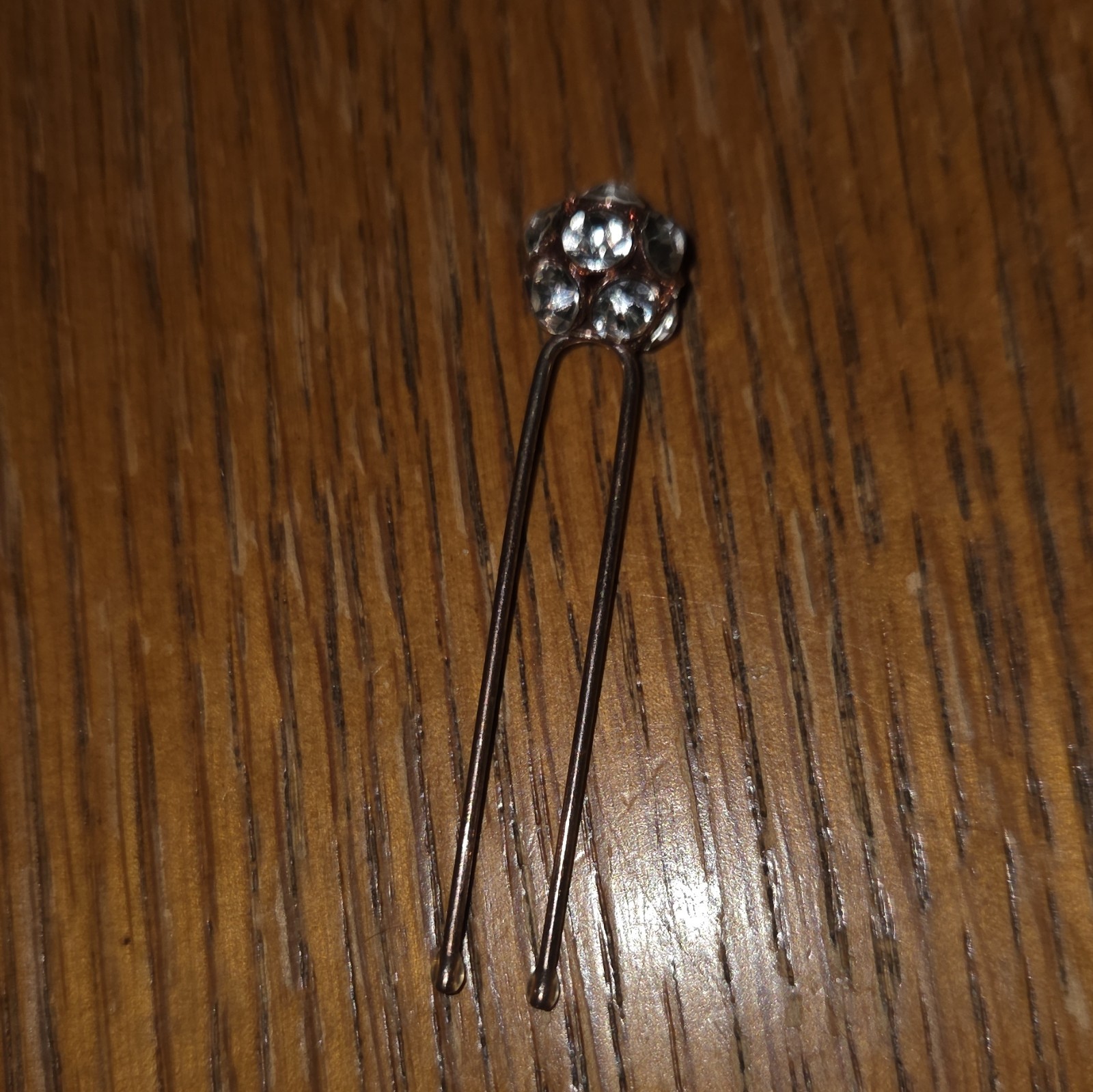 Rhinestone Flower Hair Pins, Silver Tone Metal, 2pc, Women/Unisex All Hair