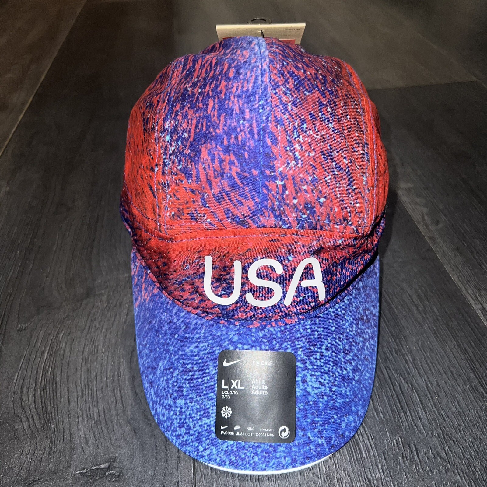 Nike USA Olympics 2024 PARIS Pro Elite Featherlight Running Red Blue Hat Fly New