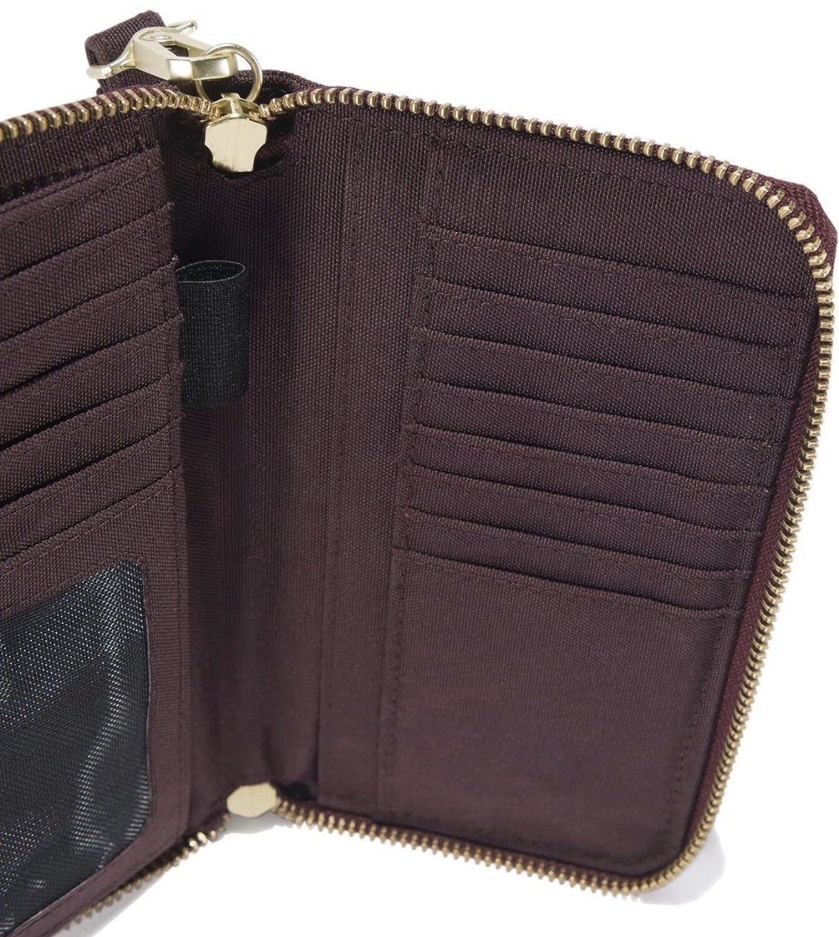 Carhartt Casual Canvas Wallet for Women Nylon Duck Lay-Flat Clutch Deep Wine