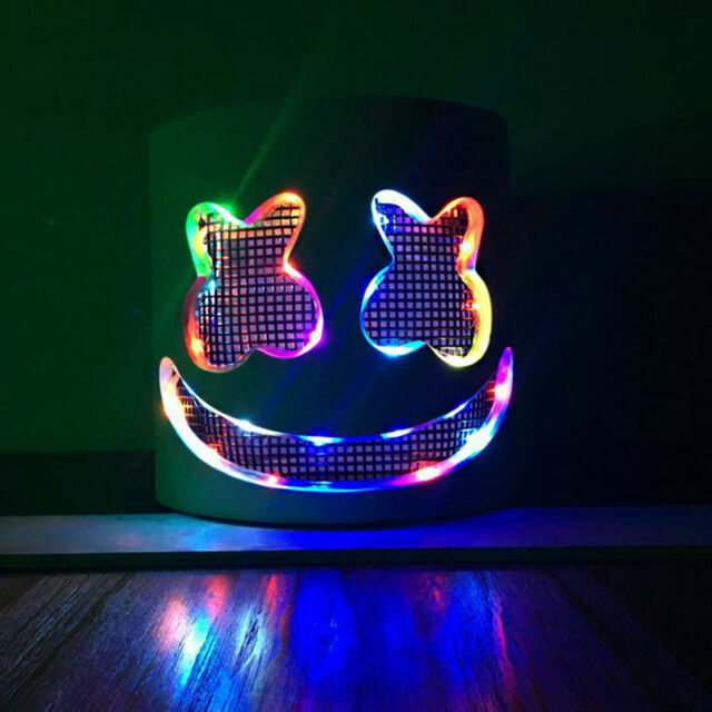 DJ MarshMello Smile Rainbow LED Mask EVA Foam Helmet EDC Halloween Costume Party