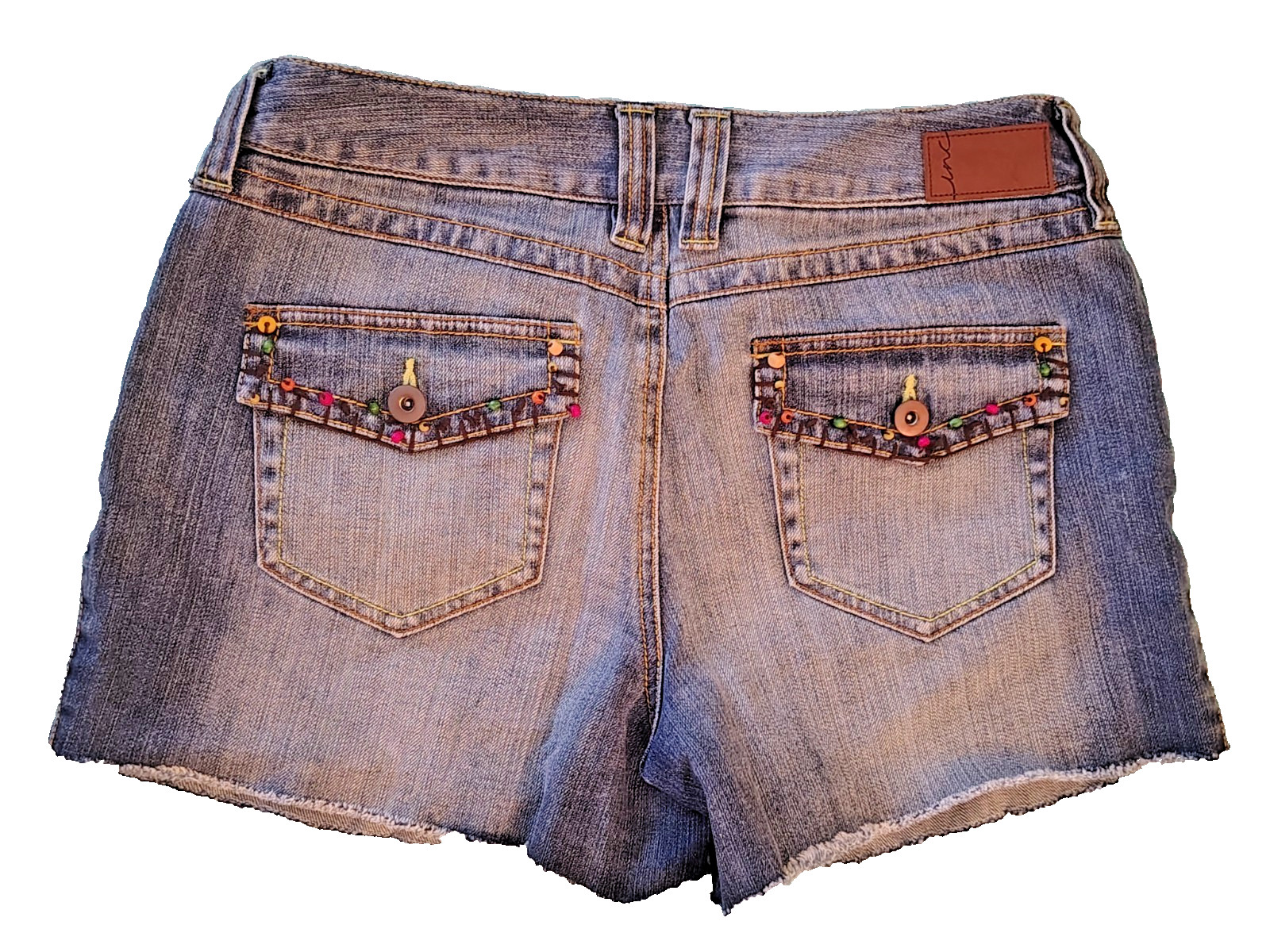 INC Denim Shorts 8 Embroidered Beaded Boho Festival NWOT MSRP $69