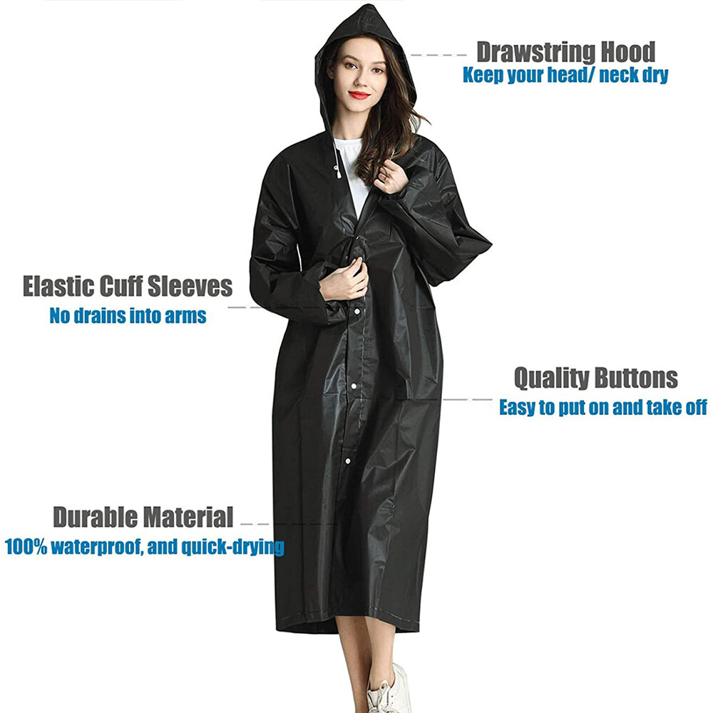Unisex Adult Waterproof Raincoat Rain Coat Hooded Jacket Poncho Rainwear Camping