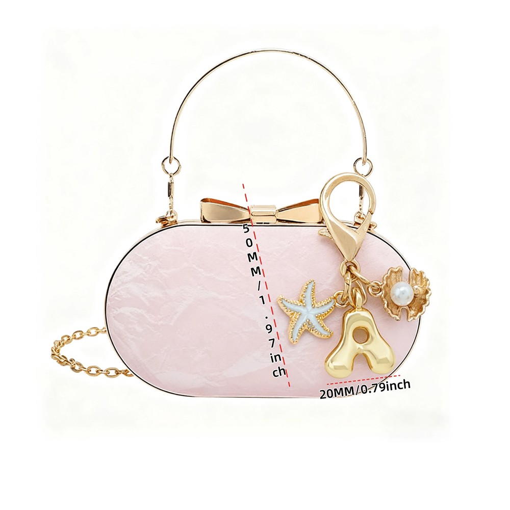1PCS Gold Bubble Alphabet Keychain Starfish Shell Bag Charm Love Couple Gift