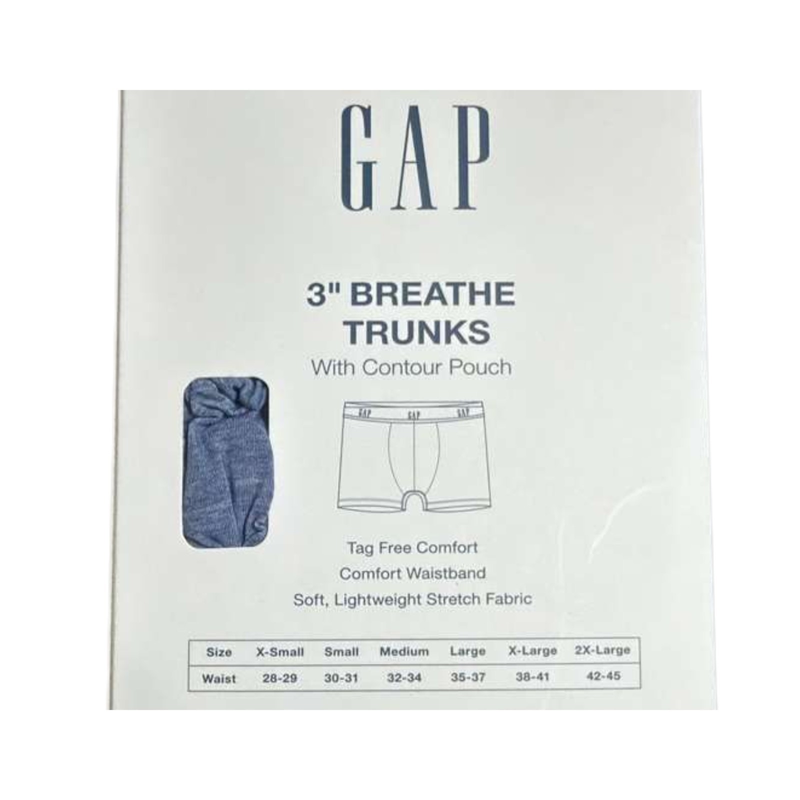 GAP Men’s Contour Pouch 3″ Trunks Size Large Blue Breathable Stretch 3 Pack