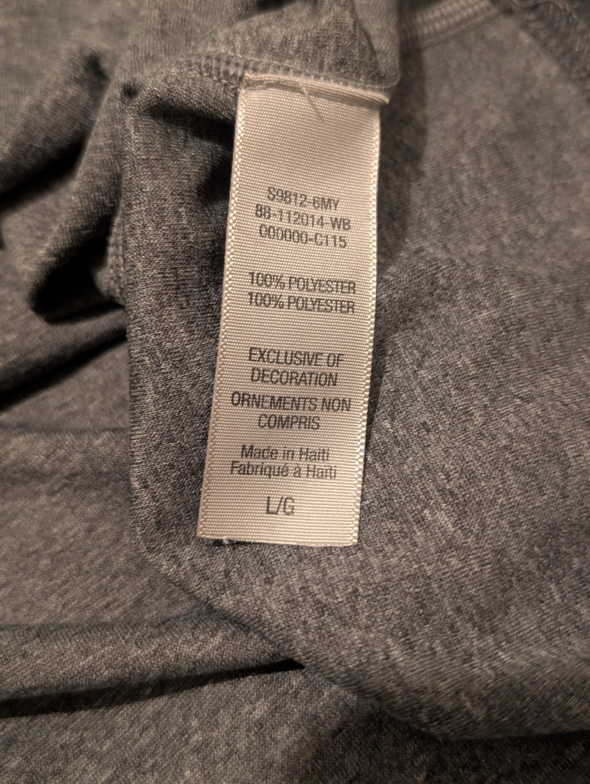 Champion Duo Dry Men’s Gray Crew Neck Athletic Workout T-Shirt Large