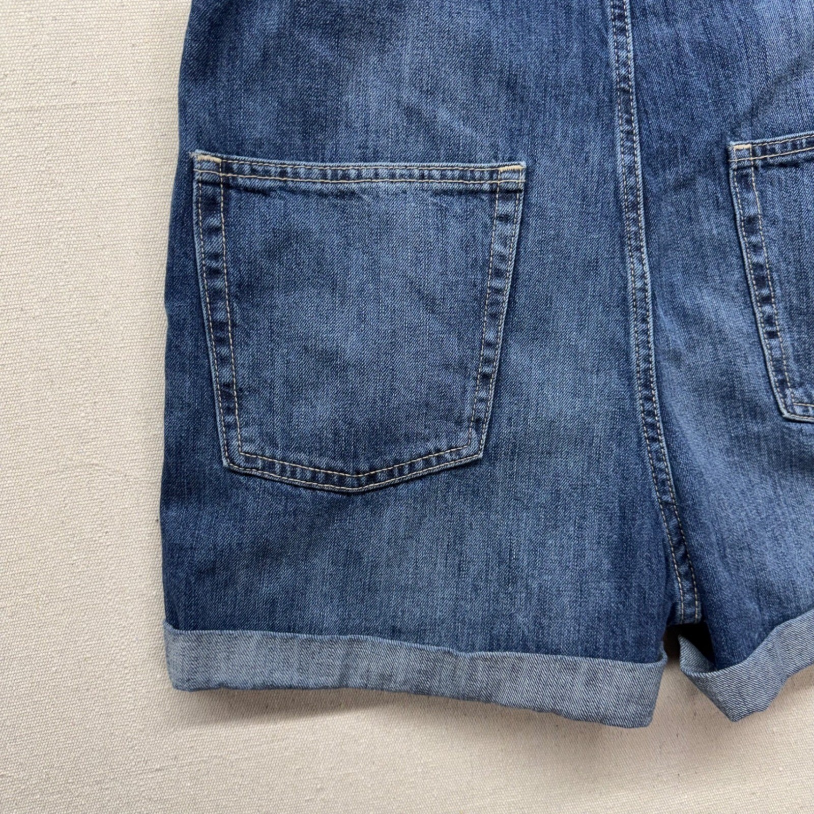 Gap Denim Short Overalls Shortalls Womens Small Medium Indigo Blue Jean Country